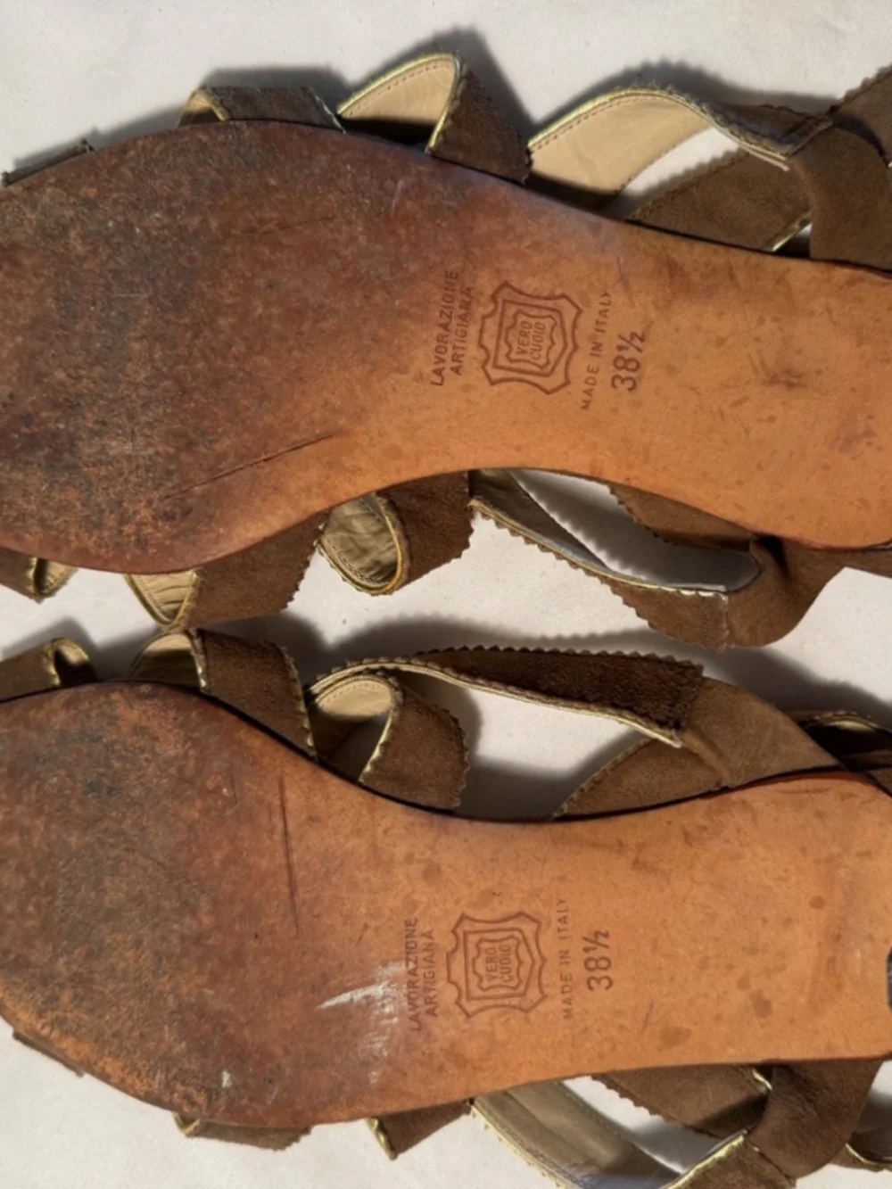 Vintage Manolo Blahnik Brown Suede Strappy Slingback Heels Size 38.5